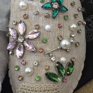 Almond Embellished Espadrille Flats